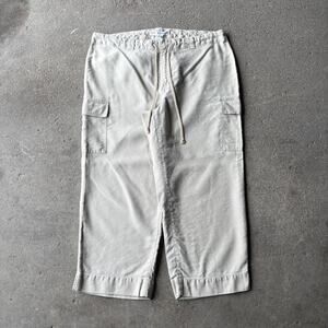 Vintage Tommy Hilfiger Cargo Pants Womens 16 Beige Tan Linen Khaki Crop